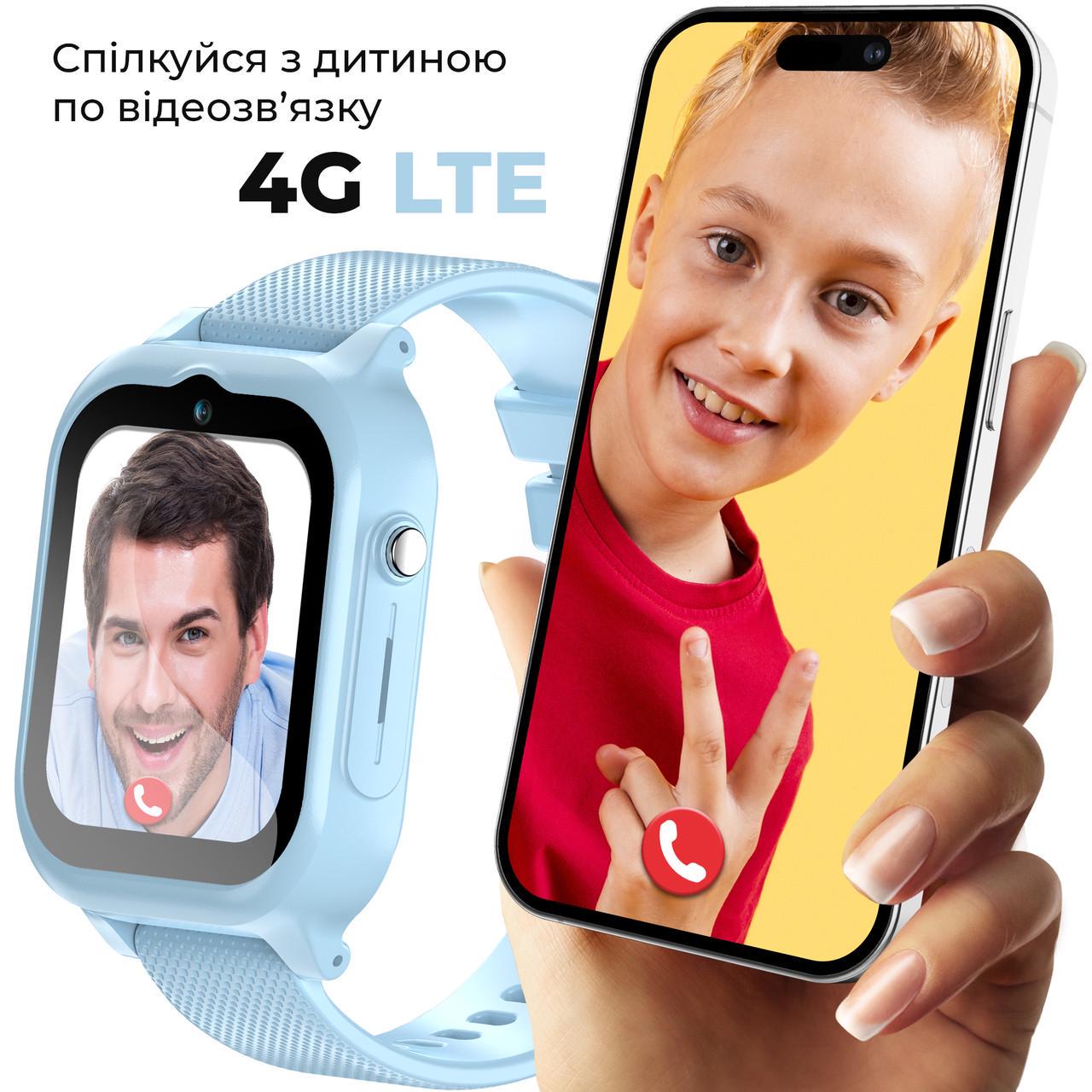 Смарт-часы детские JETIX G99 со сменным корпусом GPS 4G видеозвонком и влагозащитой Blue (10985782) - фото 3