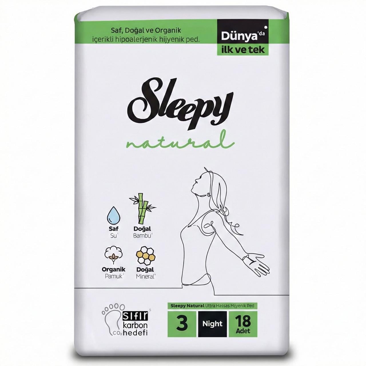 Прокладки ночные Sleepy Natural Night мягкая поверхность 320 мм. 7 капель 18 шт. (000006011) Прокладки ночные Sleepy Natural Night мягкая поверхность 320 мм. 7 капель 18 шт. (000006011)