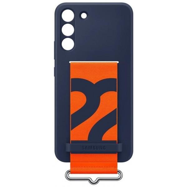 Защищенный чехол Samsung Galaxy S22 Silicone Cover With Strap SM-S901 Blue Синий - фото 6