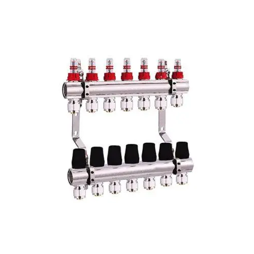 Коллектор для теплого пола DJOUL с запорными клапанами и расходомерами 7 выходов 1х3/4"