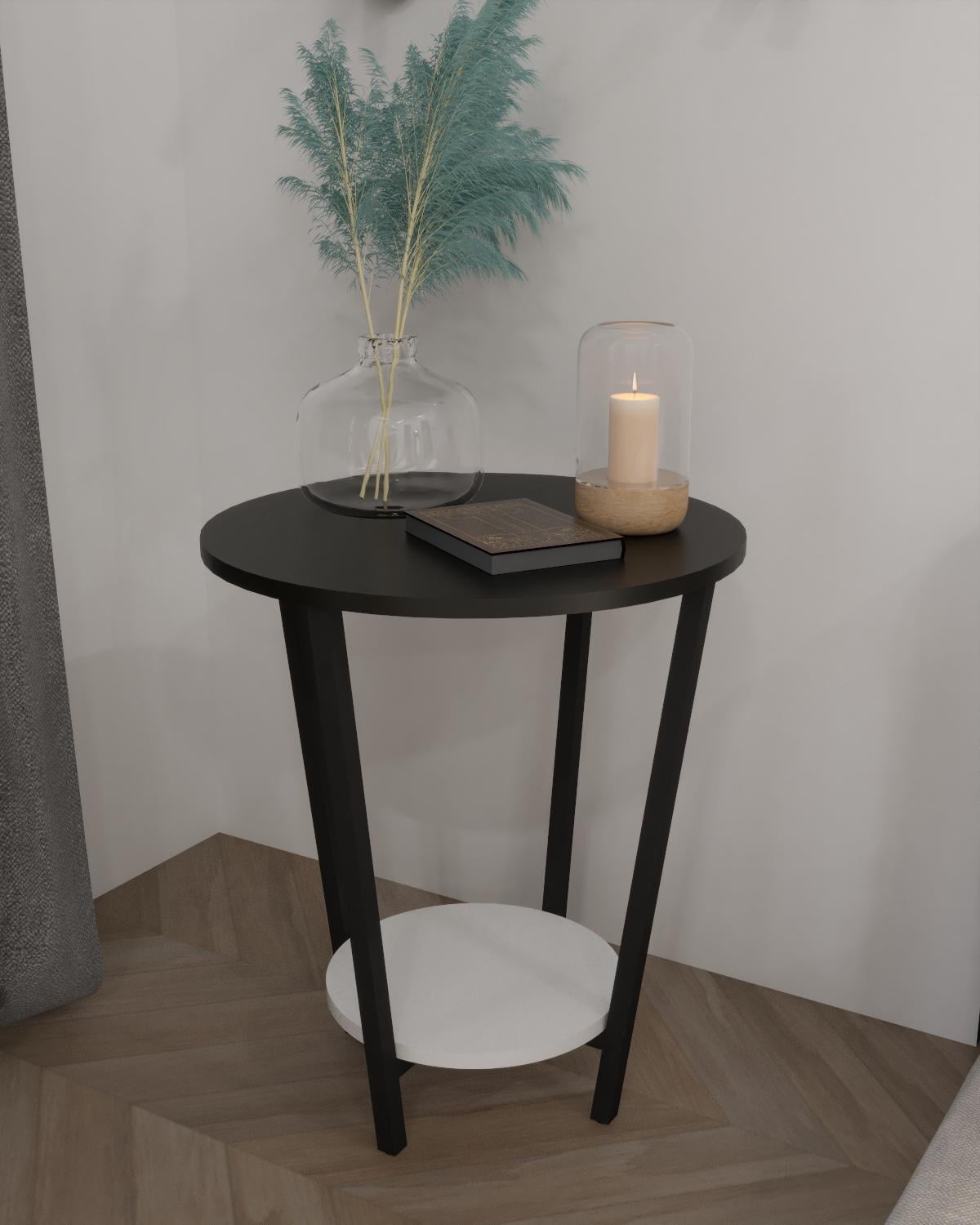 Журнальный столик EcoLoft Масло DSP-1259-7_5 в стиле лофт Белый/Черный (30600474)