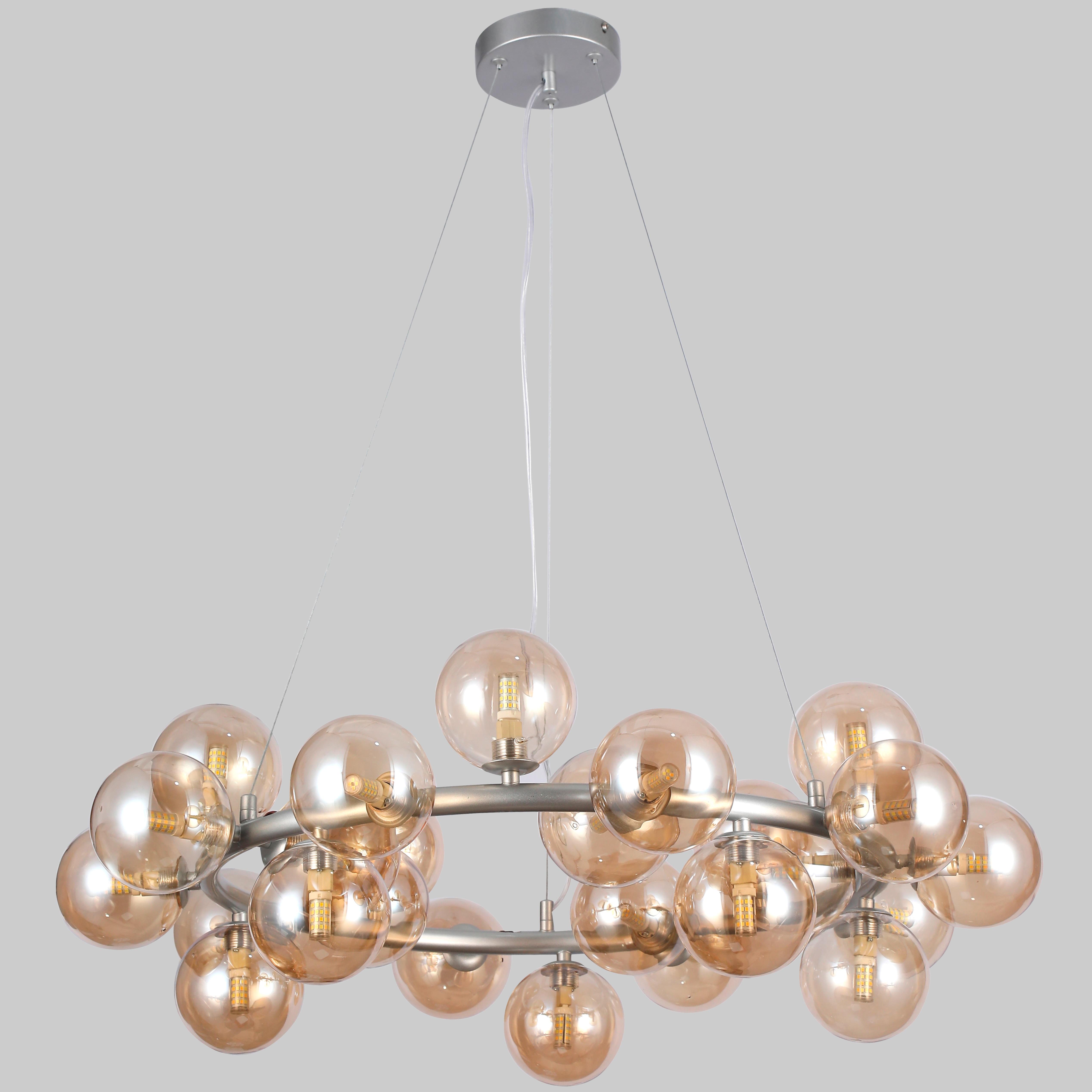 Люстра круглая на 25 ламп с кофейными плафонами Серый (84-1019-25 GAB+BR Серый (S))