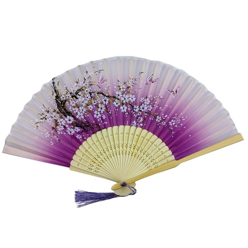Веер деревянный 21х37 см Сиреневый (C4057)