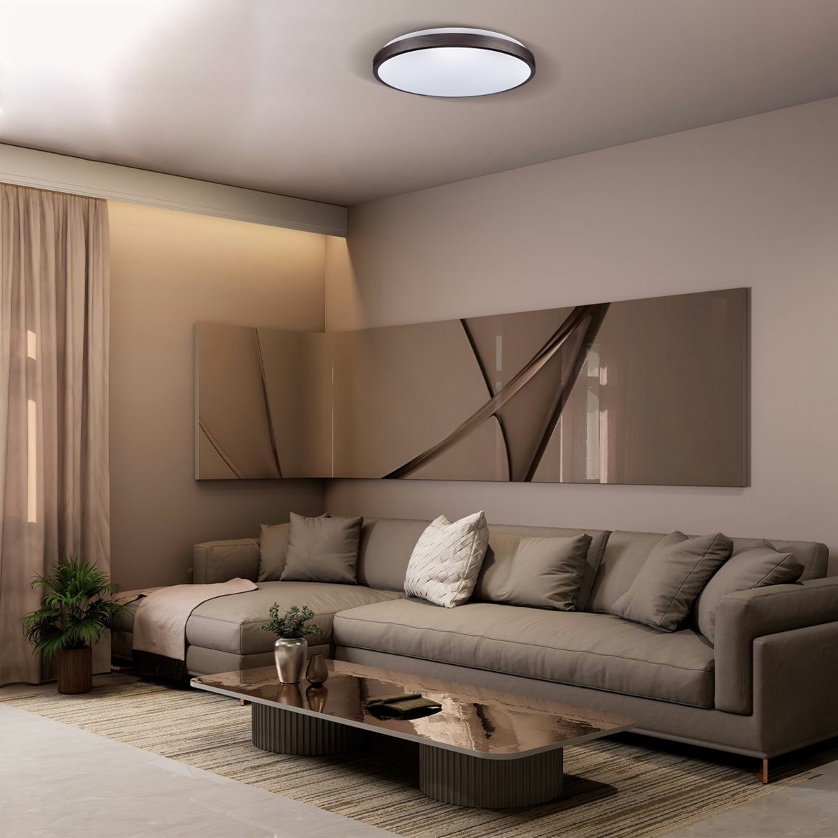 Потолочный светильник Vestum RING матовый 60W 3000К-6500К с ДУ 395х60 мм Бронзовый - фото 8 Потолочный светильник Vestum RING матовый 60W 3000К-6500К с ДУ 395х60 мм Бронзовый - фото 8