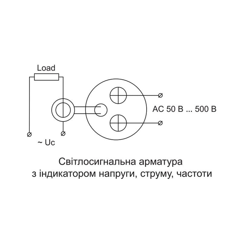 Амперметр-вольтметр-частотомір цифровий АСКО-УКРЕМ U-ADM-VAHz 5-100А 50-500V AC 5-99Hz квадратний ø 22 мм Жовтий (A0190010195) - фото 3