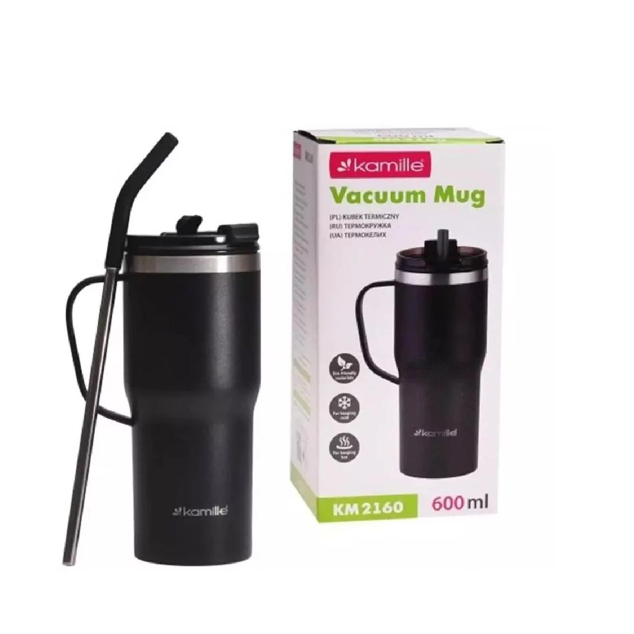 Термокружка с трубочкой Kamille 2160 из нержавеющей стали с поверхностью soft-touch 600 мл - фото 2