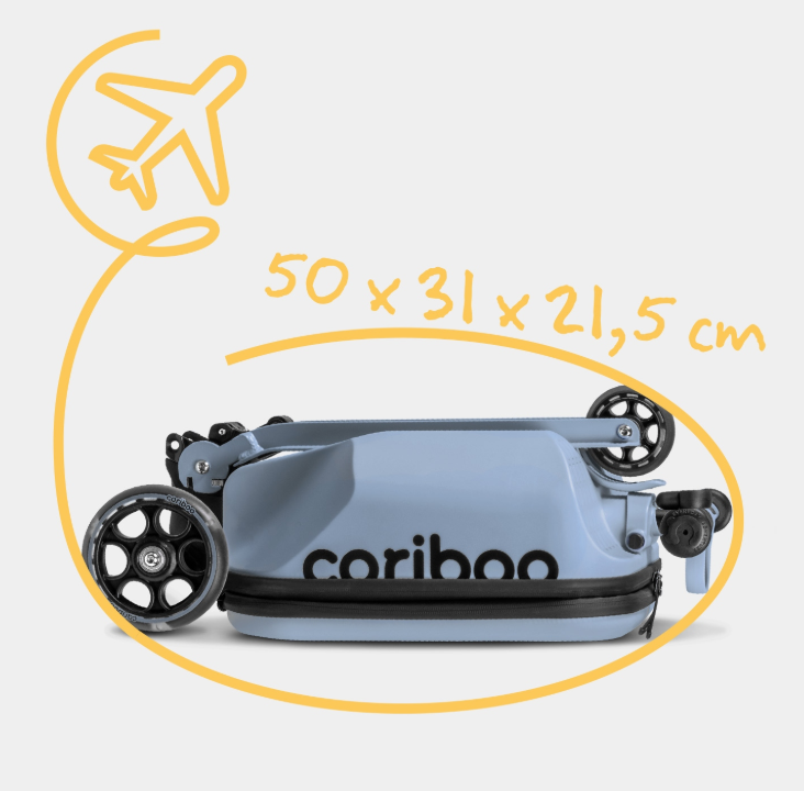 Трехколесный самокат CARIBOO iTRAVEL с детским чемоданом 2в1 Голубой (100851) - фото 4