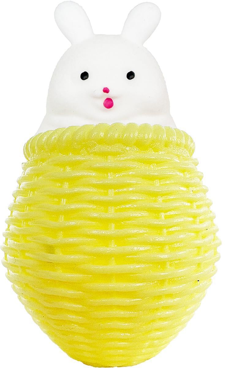 Игрушка антистресс Зайчик в корзине 10 см White/Yellow - фото 1