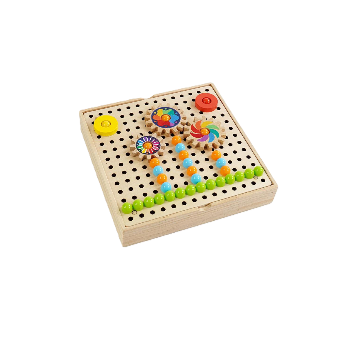 Детская мозаика деревянная C 68269/24 шестерни/карточки с заданиями в коробке (24725058)