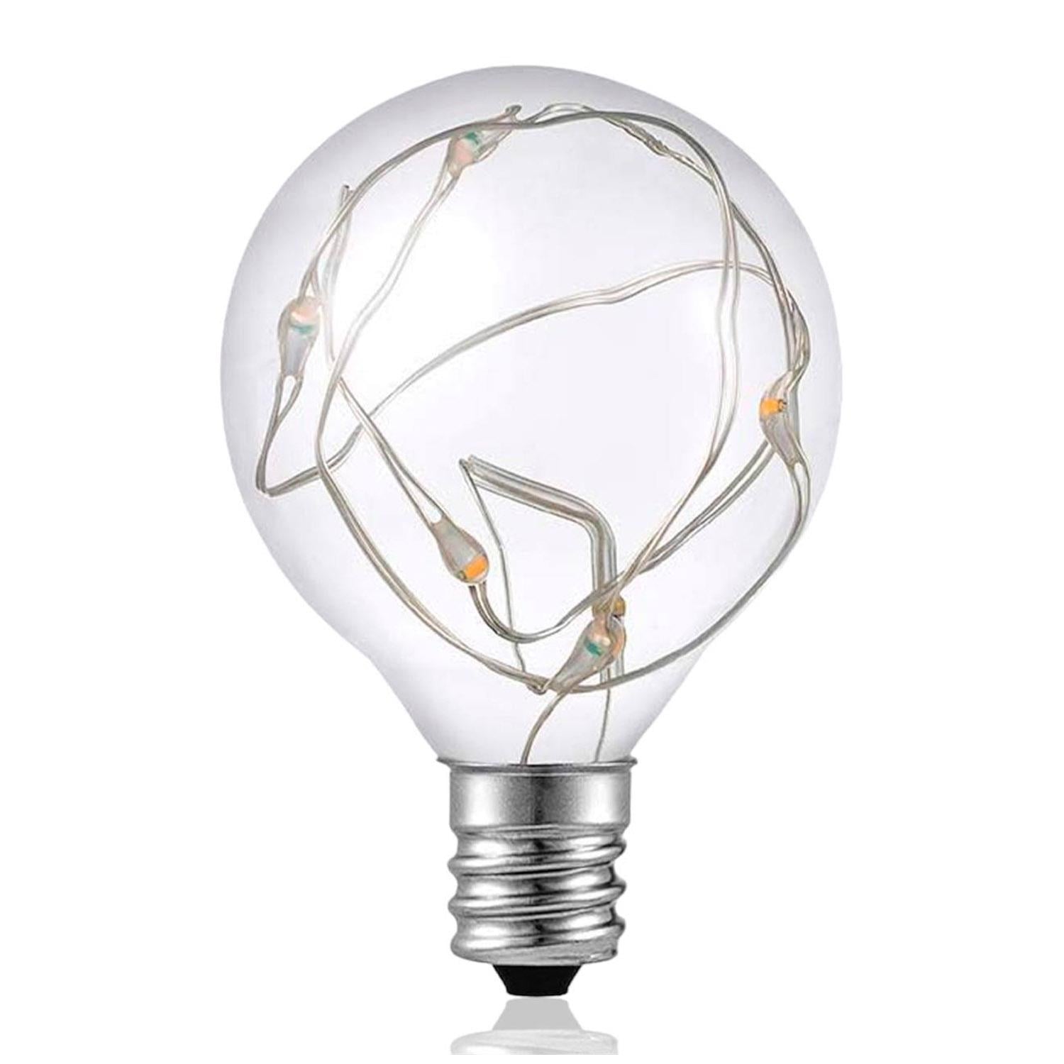 Лампа G40 LED 1W 2200К E12 со светодиодными нитями внутри для гирлянды