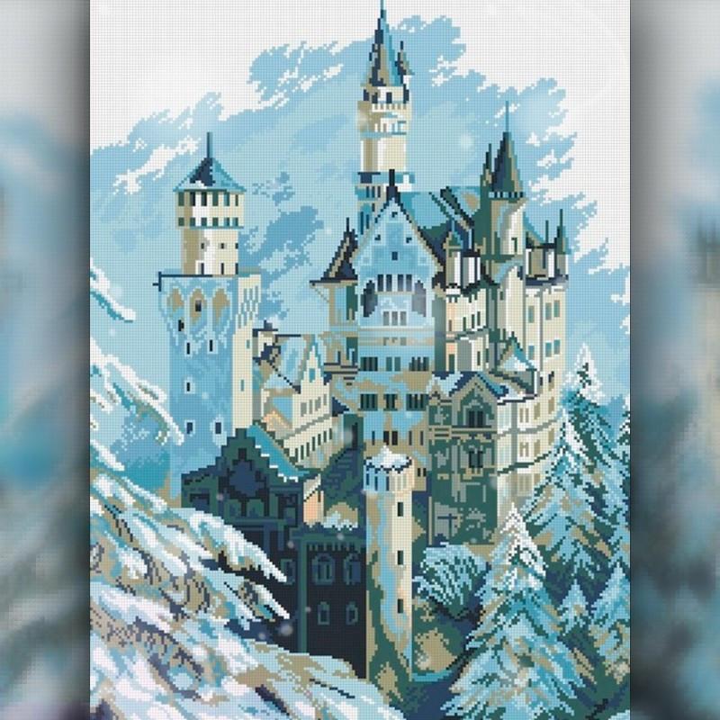 Алмазная вышивка The Wortex Diamonds Зимний замок 40x50 см TWD30035L