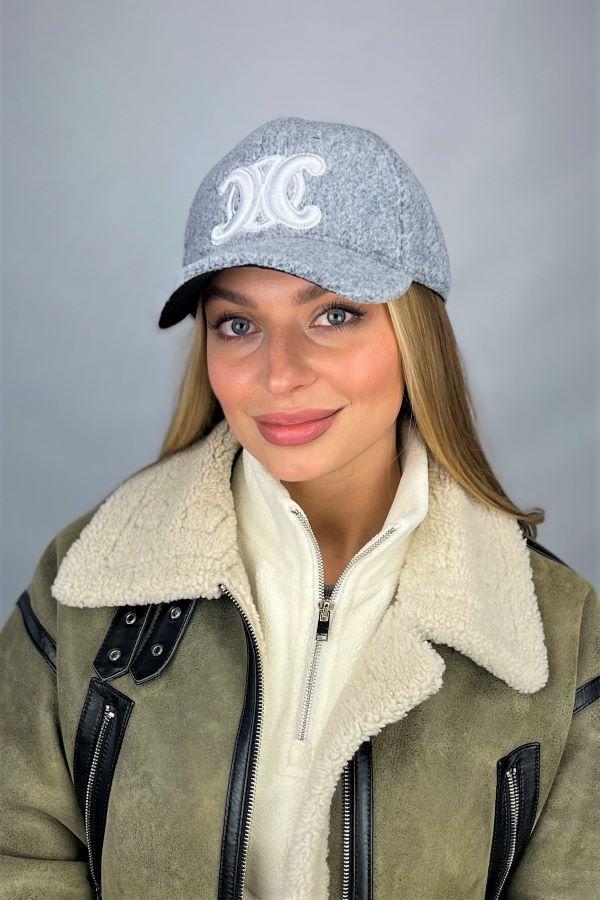 Бейсболка из пальтовой диагонали с вышивкой Braxton Lace 6099 Серый/Белый (2490429477)