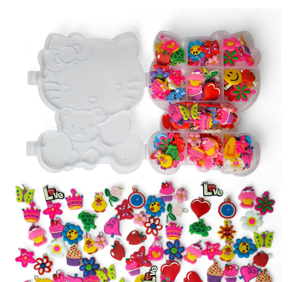 Підвіски-шарми для плетіння браслетів Loom Bands 100 шт. у кейсі