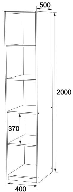 Шафа-пенал з полицями відкрита Мастер Форм Брайт 400х500х2000 Дуб сонома (31243) - фото 3