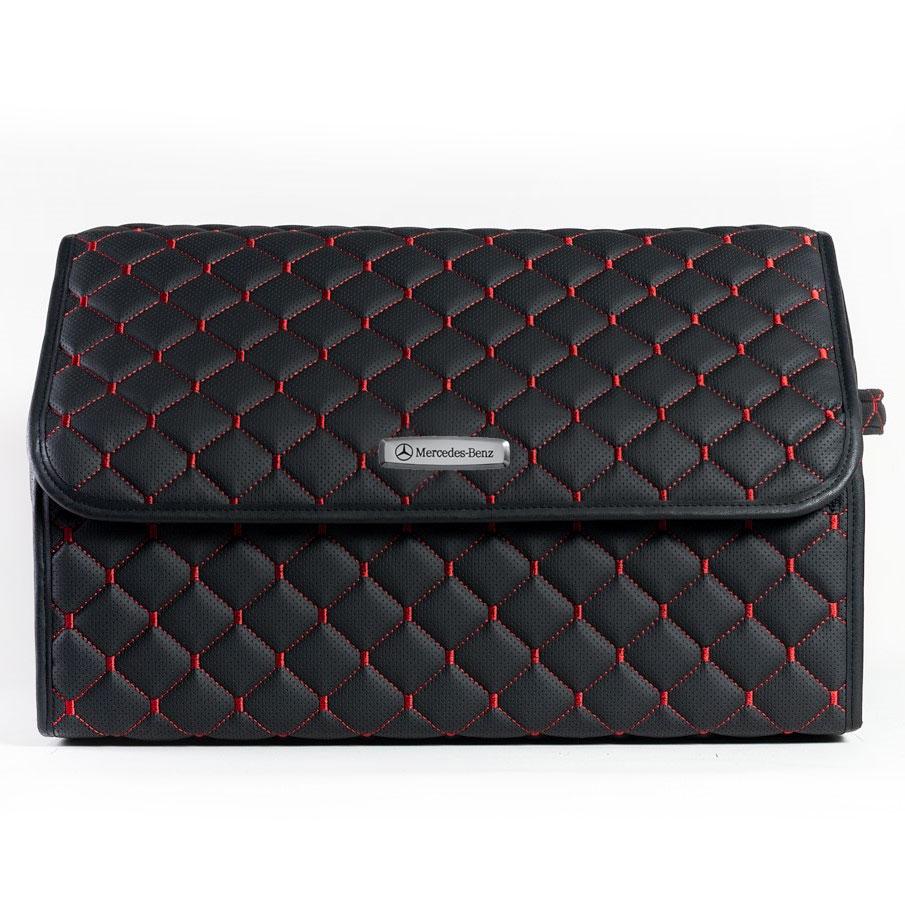 Сумка-органайзер с лого Mercedes-Benz в багажник CarsBAG Экокожа 30x50x30 см Черно-красный (acb-1036-1-30х50х30-6)