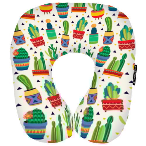 Дорожная подушка Кактусы 32x30 см (DOP_TFL008)