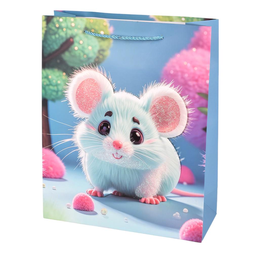 Подарочный пакет Hamster 3D R34518-L с принтом 40х30х12 см Голубой с розовым/Зеленым (29876195)
