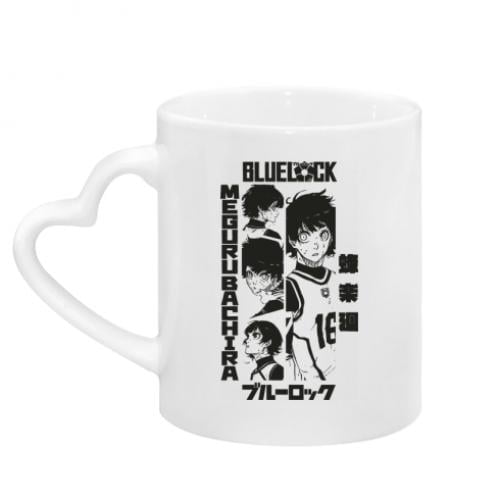 Чашка с ручкой в виде сердца Синяя тюрьма Блю Лок 320 мл Белый (12401373-1-179490)