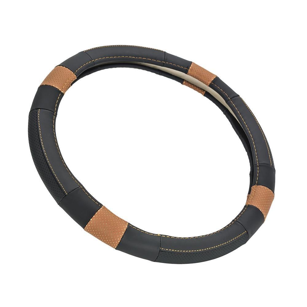 Чохол на кермо шкіряний Elegant Plus коричневі вставки перфорація М 38 см Чорний (EL 105 796) Чохол на кермо шкіряний Elegant Plus коричневі вставки перфорація М 38 см Чорний (EL 105 796)