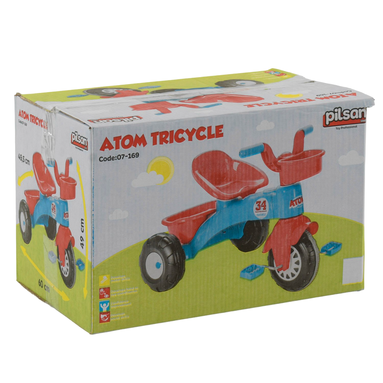 Детский велосипед трехколесный Pilsan Atom Tricycle пластиковый Синий (07-169) - фото 3