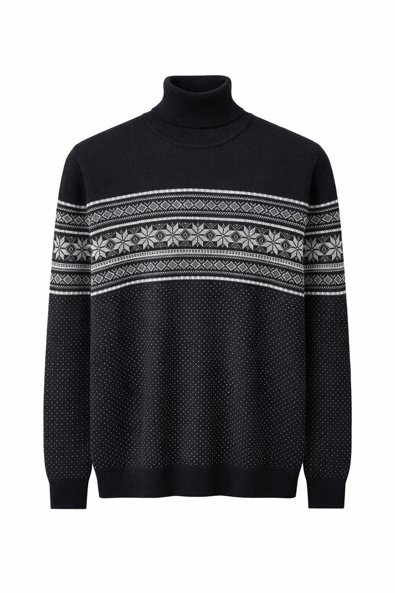 Свитер мужской с воротником гольфом 4XL Черный (26127442)