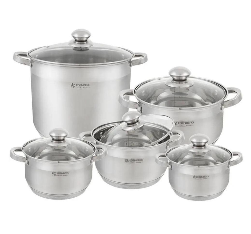 Набір каструль Edenberg EB-4019 з нержавіючої сталі 10 предметів (EB-4019) Набір каструль Edenberg EB-4019 з нержавіючої сталі 10 предметів (EB-4019)