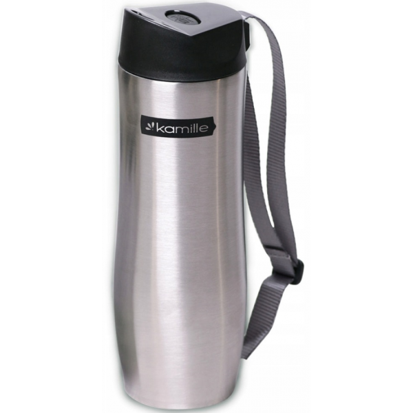 Термочашка Kamille з нержавіючої сталі з ремінцем 480 мл (КМ-2056)