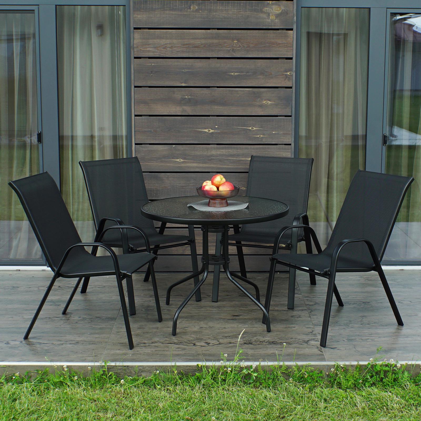 Комплект садовой мебели 4Points ARTE-4 круглый стол 80 см и 4 кресла Черный