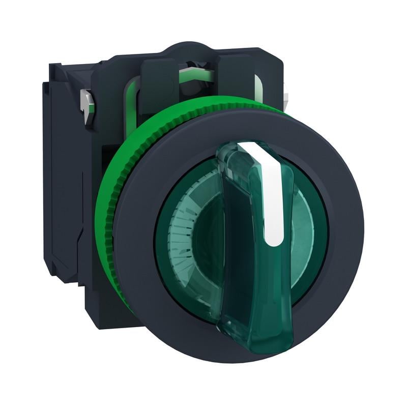 Переключатель IO-II Schneider Electric Harmony XB5 1NO+1NC 30 мм LED 230V 3 положения Зеленый (XB5FK133M5)