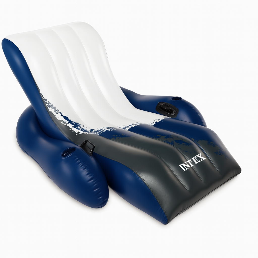 Надувний матрац-крісло Intex 58868 180х135 см Синій з білим/Сірий (29079637)