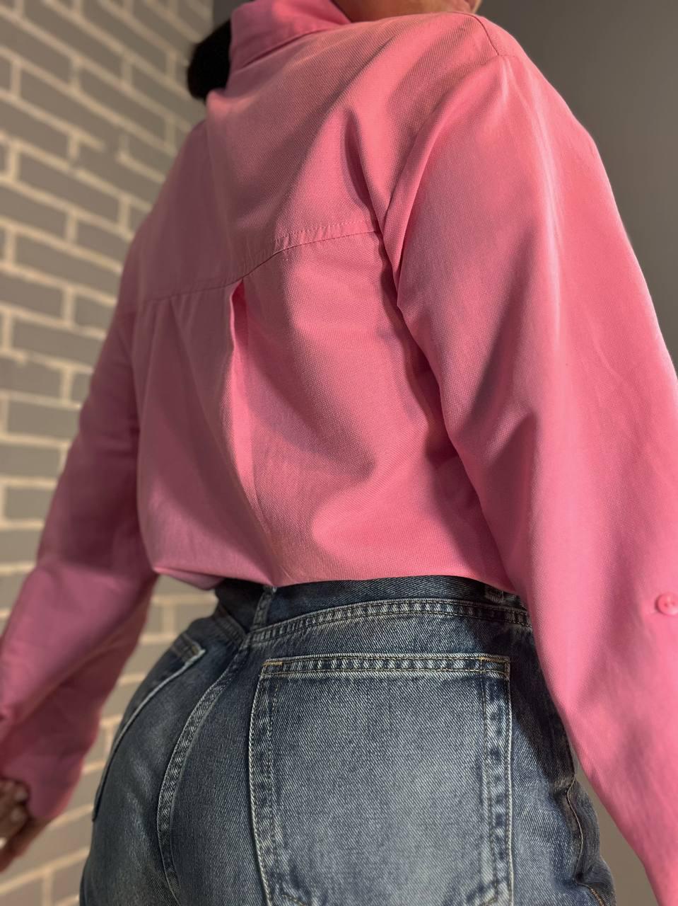 Рубашка женская MIX RAY 9942 базовая удлиненная спинка оверсайз с карманом M Розовый (1299) - фото 3 Рубашка женская MIX RAY 9942 базовая удлиненная спинка оверсайз с карманом M Розовый (1299) - фото 3