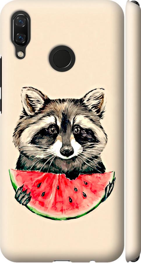 Чехол на Huawei Nova 3 Енотик с арбузом (4605m-1535-42517)