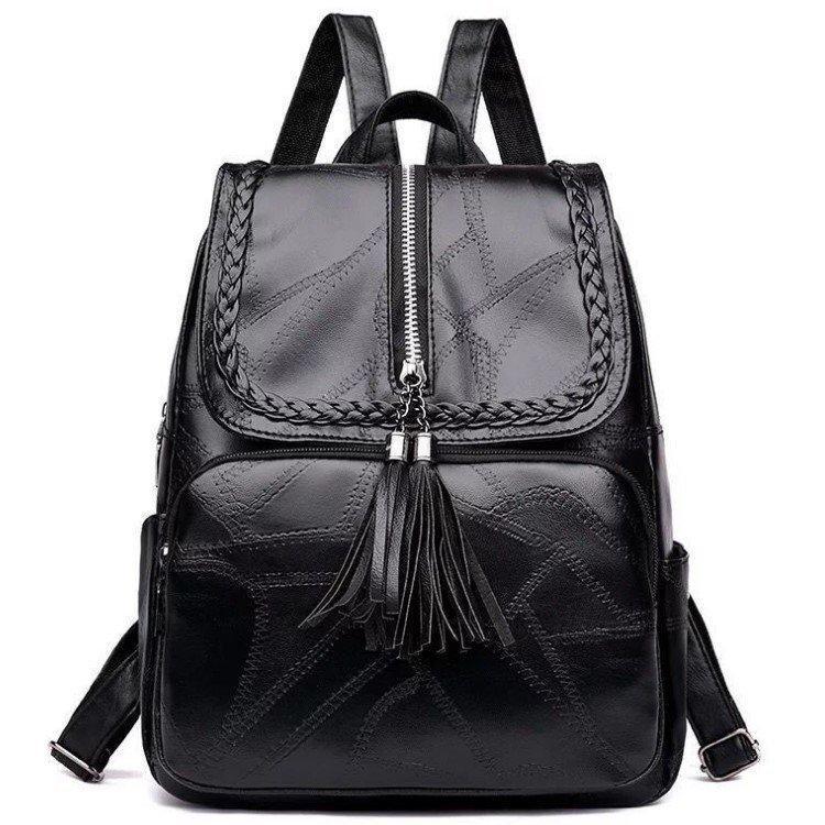 Рюкзак женский городской RIAS OLZ2066 PU-кожа 32х26х12 см Black (3_06077)