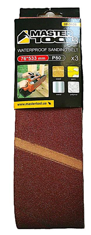 Стрічка шліфувальна MasterTool зерно 80 3 шт. 76х533 мм (08-3408)