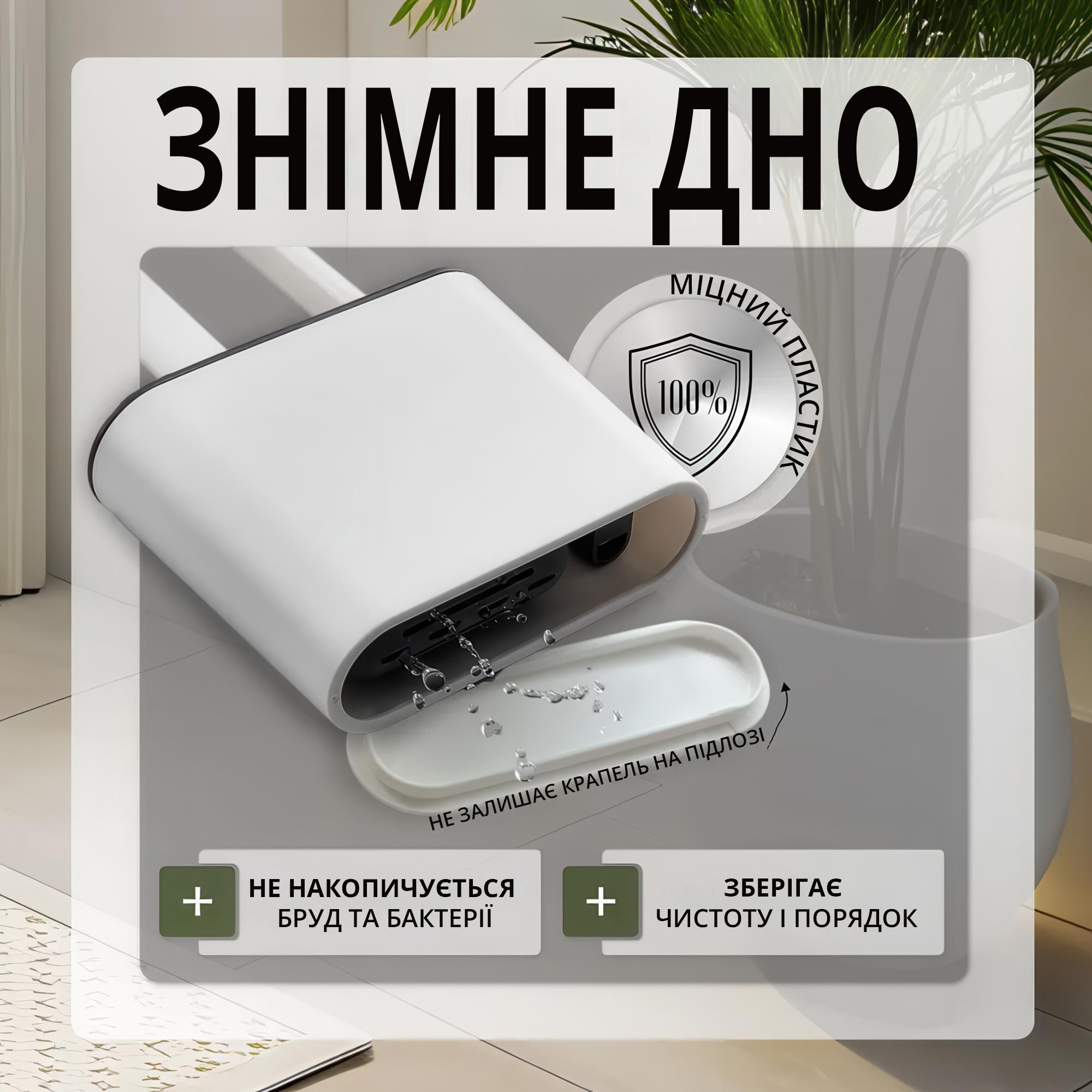 Єршик для унітазу силіконовий з додатковою щіточкою та настінним кріпленням Білий - фото 5