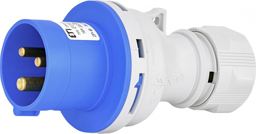 Силовая вилка ETI EV-1632 2P+PE 16А 230 В переносная IP44 Синий (4482016)