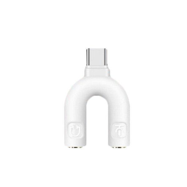 Перехідник SUNROZ USB Type C - 2 3,5 мм Jack навушники та мікрофон White (A48371)