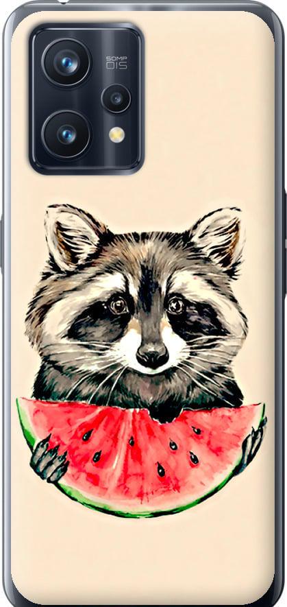 Чехол на Realme 9 Енотик с арбузом (4605u-2866-42517)