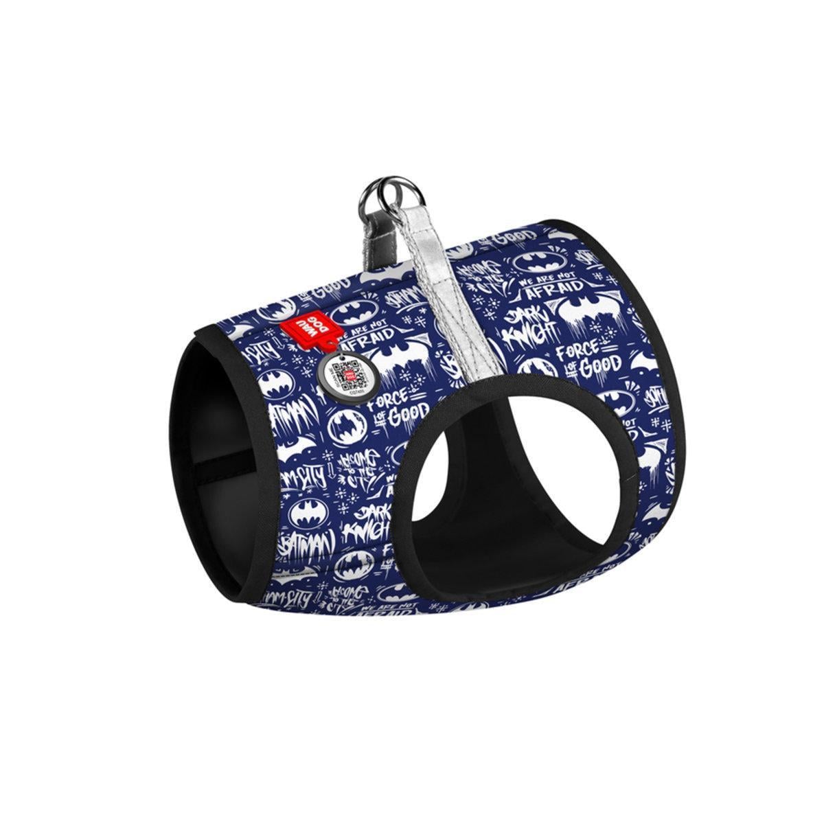 Шлея для собак мягкая Waudog Clothes Бэтмен с QR паспортом XS2 28-31 см х 20-22 см Бело-голубой (1002-4001 Col)