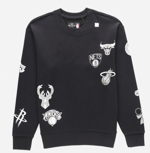 Світшот чоловічий баскетбольний NBA Collaboration Hollister М Чорний