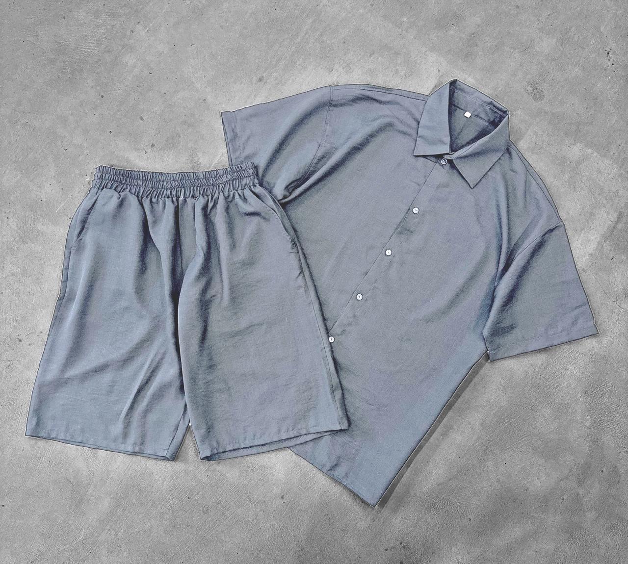 Комплект чоловічий літній лляний жатка M Графітовий (24877/1/2) - фото 6 Комплект чоловічий літній лляний жатка M Графітовий (24877/1/2) - фото 6