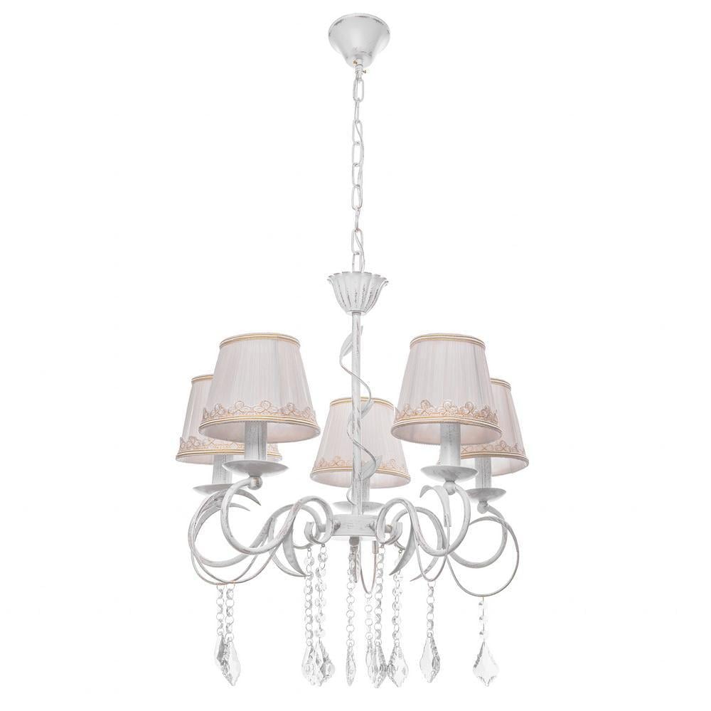 Люстра подвесная прованс Brille BKL-667S/5 E14 WH/G с абажуром