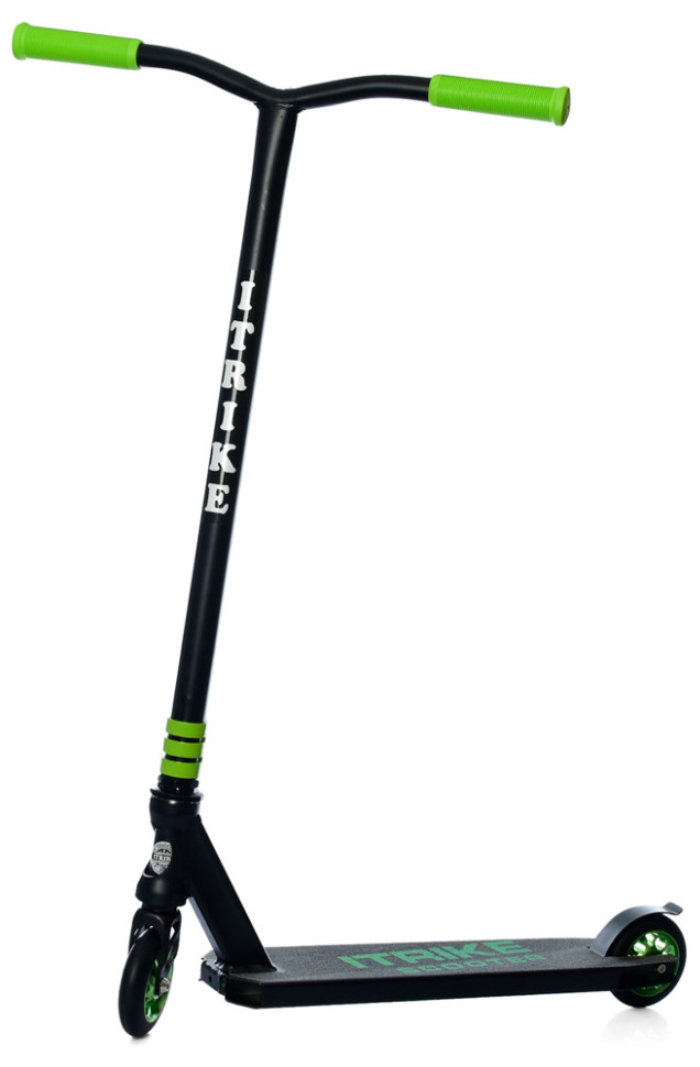 Самокат трюковый iTrike с полиуретановыми колесами Черный/Зеленый (DS-171-S-248)