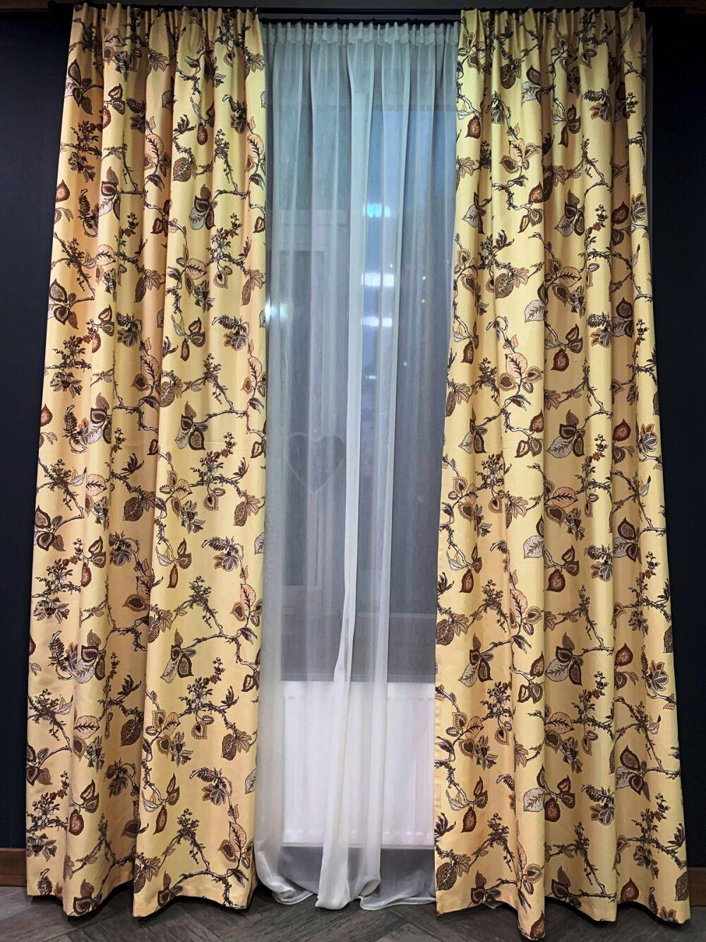 Шторы коттоновые 1,4 м 2 шт. Желтый (000074035)