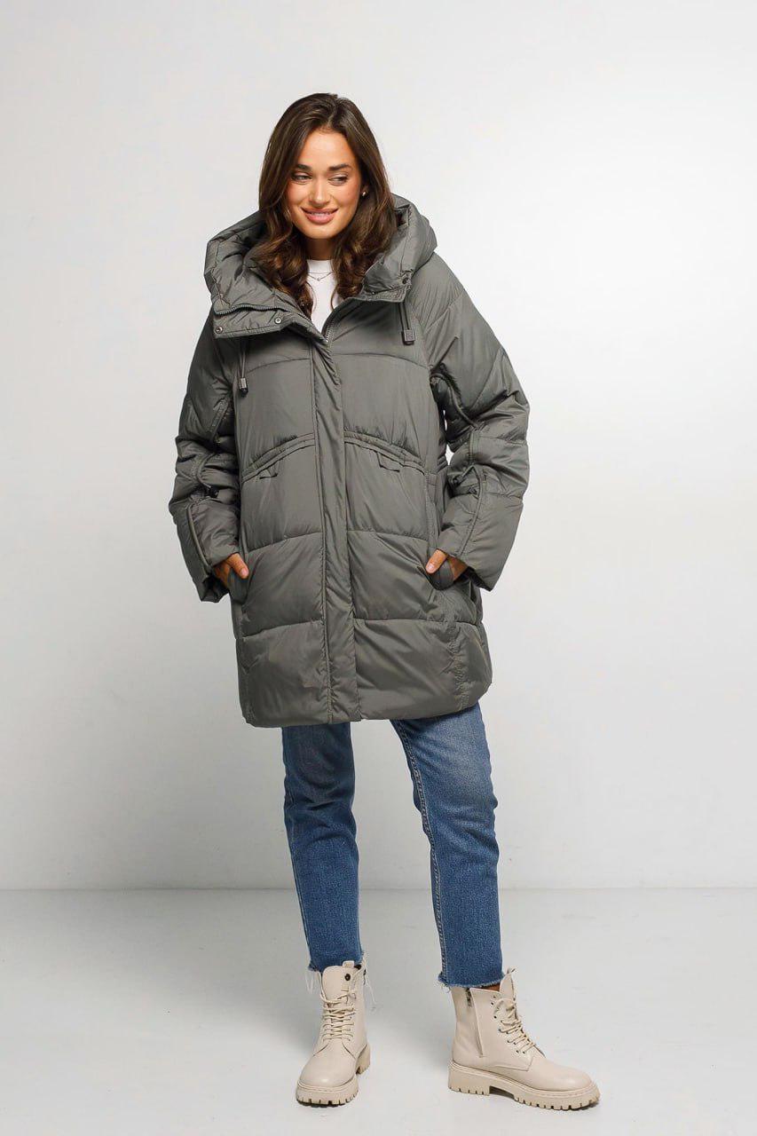 Пуховик-ковдра Автоледі LD-826d р. 44 Графітовий