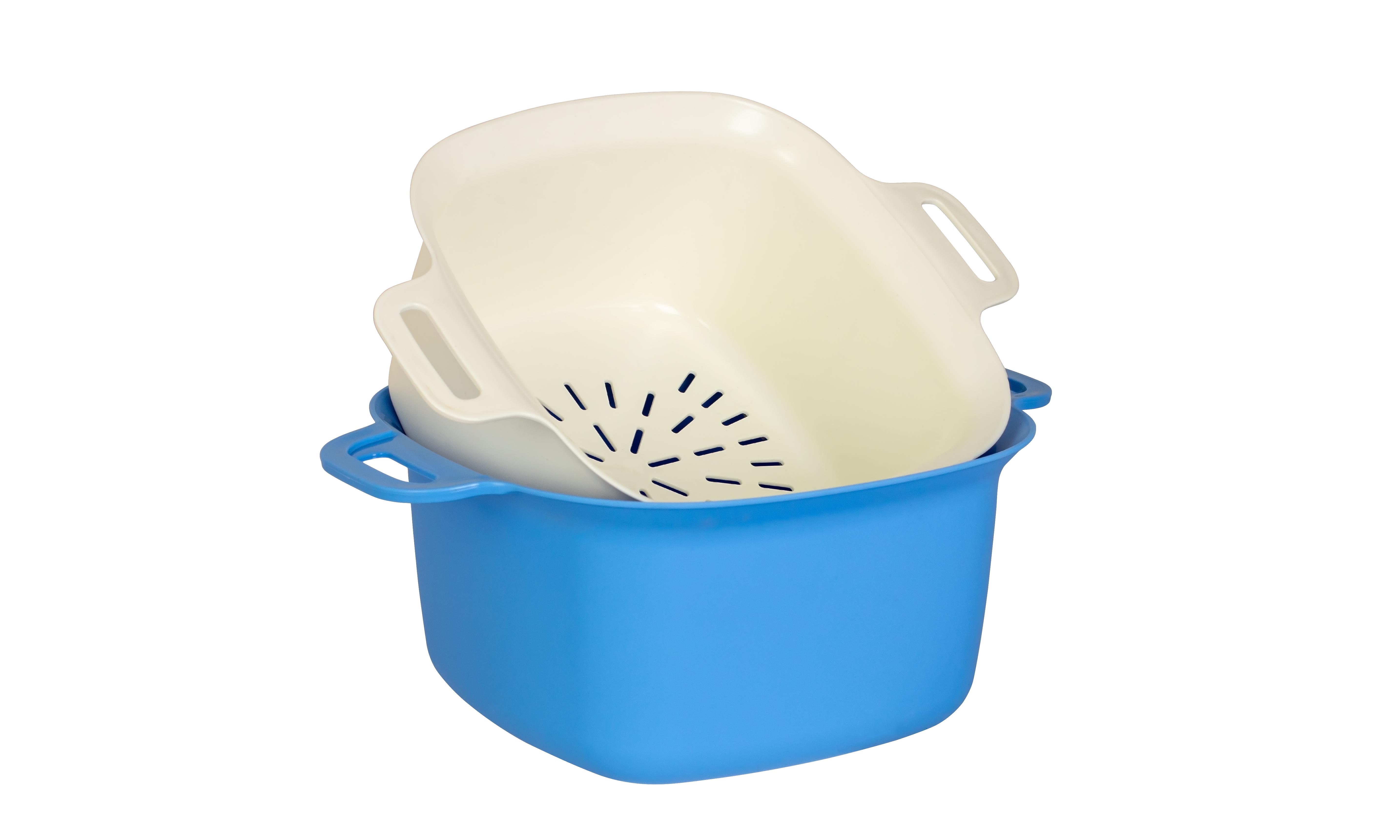 Миска квадратная Ekodeo с дуршлагом и ручками 3 л (P92217 18 BG/BL)