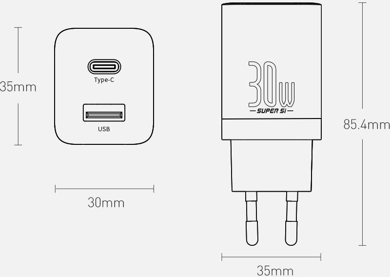 Зарядное устройство Baseus Super Si QC3.0/PD3.0 30 W 3 A Black (CCSUPP-E01) - фото 13