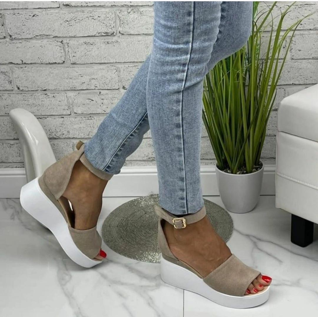 Босоножки женские на танкетке замш р. 36/23,5 см - фото 3