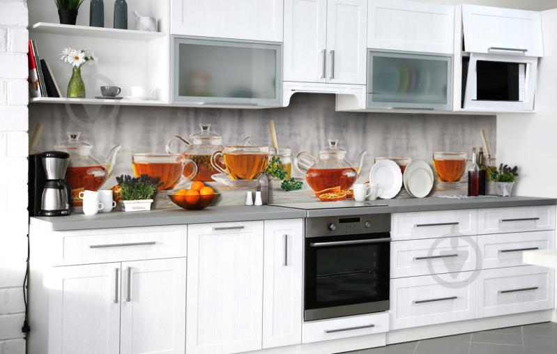 Скинали на кухню Zatarga «Чай с бергамотом» 600х3000 мм виниловая 3Д наклейка кухонный фартук самоклеящаяся