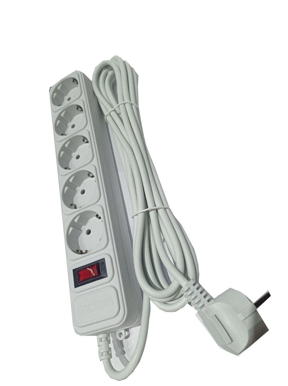 Фільтр-подовжувач мережевий 5 розеток 10 м Сірий
